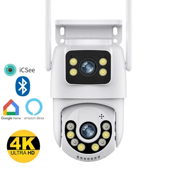 8MP PTZ Camera WiFi: Ecran Dual, de Securitate în aer liber, 4K Protecție, Supraveghere Video CCTV, Camera IP cu iCSee APP