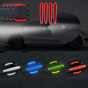 8pcs clanța Castron de Protecție Benzi Autocolante Fibra de Carbon Auto 3D Autocolant Reflectorizant se Ocupe de Bara Bandă reflectorizantă