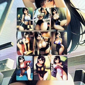 9Pcs/Set Sexy Anime Carduri ACG Fată Final Fantasy Tifa Lockhart Refracție Culoare Flash Kawayi DIY Colecție de Cărți Jucării Drăguț Cadou