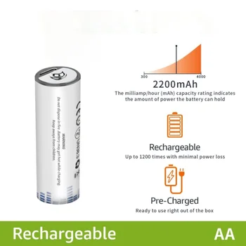 AA Baterie Reîncărcabilă 2200mWh USB de 1.5 V baterie Reîncărcabilă Li-ion, Baterii pentru Telecomanda Mouse-ul Mic Ventilator Electric Jucărie Baterie
