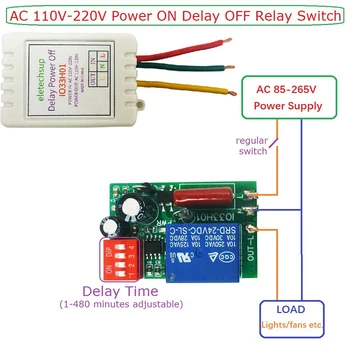 AC110-220V 7A Delay Timer Sincronizare a Comuta Releul Reglabil Delay Timer dezactiva Modul de Distribuție a Releului de Comutare Timp de Întârziere Controller