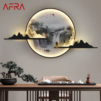 AFRA de Perete Moderne Imagine de Lumină LED-uri Chineză Creative Circulară Peisaj Murală Tranșee Lampă Pentru Casa Living, Dormitor Studiu