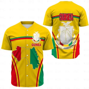 Africa de Îmbrăcăminte din Zona-Guineea Active Steag Imprimat Plasă de Baseball Jersey în aer liber Sport Barbati Personalizate Numele de Baseball T-Shirt