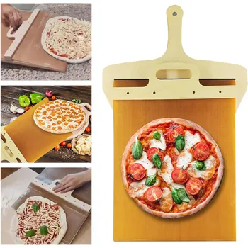 Alunecare Pizza Coaja Lopata Pliabil Mâner De Lemn De Transfer Tava De Pizza O Spatulă De Copt Pâine Instrumente De Bucătărie Aaccessories Gadget-Uri