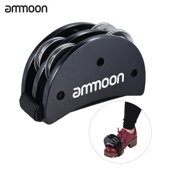 ammoon Eliptice Cajon Cutie cu Tambur Accesoriul Picior Jingle Tamburina pentru Mână Instrumente de Percuție Negru