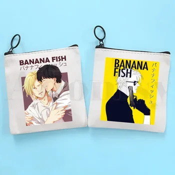 Anime Banana Pește Grafic Anime Harajuku Geanta Poseta De Monede De Stocare Mic Sac Bag Cardul Cheie, Sac De Monede De Ambreiaj Sac Cu Fermoar Cheie Sac