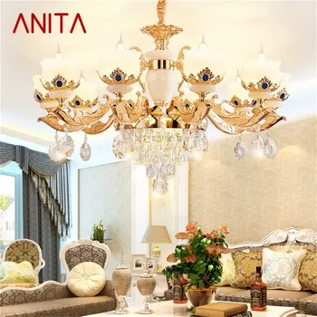 ANITA Candelabru Modern de Lux Cristal de Aur Lumanare LED Lampă de Pandantiv pentru Acasa, Camera de zi Dormitor Corpuri de Decor