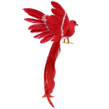 Artificiale, Pene de Păsări Figurina de Plastic Peisaj Ornament de Gradina Decor de Crăciun DIY Halloween - #3(coada Rosie), 28 * 5 * 3 cm