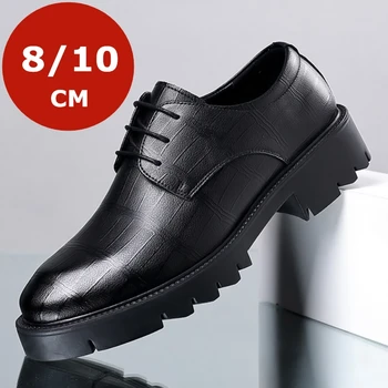 Ascunse Toc 8/10CM de Vacă din Piele Pantofi pentru Bărbați Munca de Birou Lift Pantofi de Brand Om de Afaceri Oxfords Încălțăminte Pantofi Costum Lift Adidași