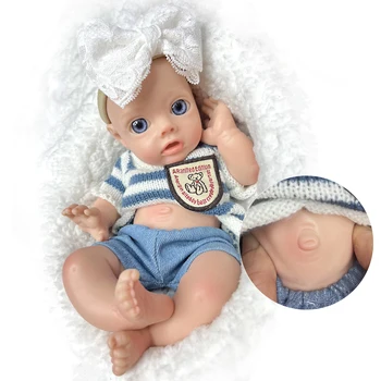 Attyi 10inch Deschide Ochii baietel Plin Corp Solid Silicon Renăscut Baby Dolls 3D Pictat Copil Nou-născut Păpuși reborn bebé de silicona