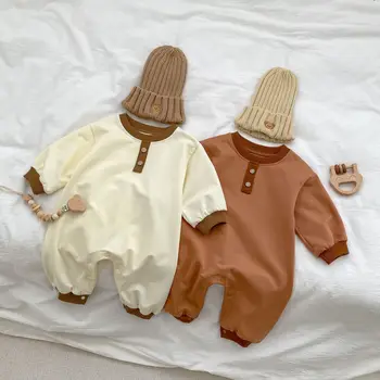 Baby Body Primăvara anului Nou Stil de Despicare Culoare Solidă Bumbac pentru Copii Salopeta pentru Baieti si Fete