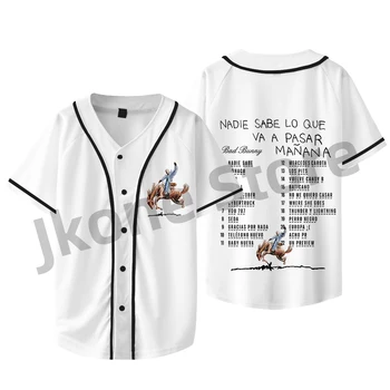 Bad Bunny Baseball T-Shirt Nadie Sabe Lo Que Va a Pasar Manana Album Merch Jacheta Femei Barbati Moda Casual, cu Maneci Scurte