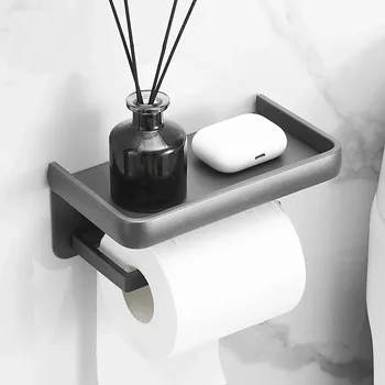 Baie țesutului caseta pistol gri suport hârtie toaletă rack toaletă rola de hârtie igienică gratuit stantare montat pe perete