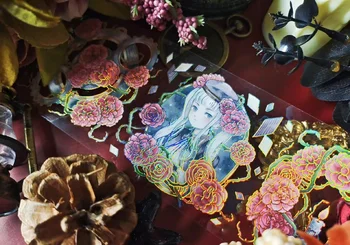 Basm Gotic Temă Întunecată Noapte a Crescut Washi Banda PET Planificator DIY Carte Face Scrapbooking Plan Autocolant Decorativ