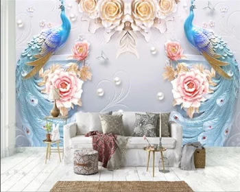 beibehang papier peint Personalizate noul dormitor de vis păun pasăre Palatul grădină, TV tapet de fundal
