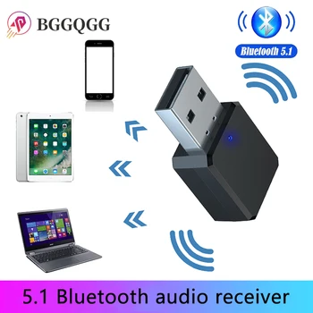 BGGQGG Bluetooth Adaptor USB Bluetooth Receiver 5.1 3.5 mm AUX Jack pentru PC Mașină de Muzica AUX Stereo Audio Adapter TV Căști