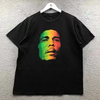 Bob Marley Sion T-Shirt pentru Bărbați Mari, L Maneca Scurta Grafic Echipajul Gât mâneci lungi Negru