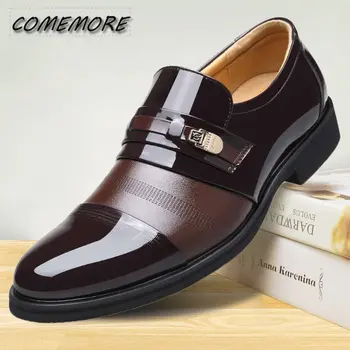 Brand de lux din Piele PU de Moda, Oameni de Afaceri Rochie Mocasini Subliniat Toe Pantofi Negri Oxford Respirabil Formale Pantofi de Nunta Negru