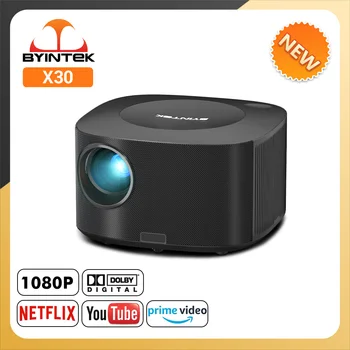 BYINTEK X30 Full HD 1080P Proiector 4K Licențiat Netflix Sistem TV AI Auto-focus Dolby Android Smart WIFI de Acasă Proiector de Teatru