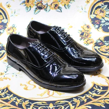 Bărbați de lux Oxford Pantofi Reale de Vacă din Piele de Brevet de sex Masculin Dantelă-Up Solid Cap Toe Clasic Birou de Nunta Rochie Formale Pantofi pentru Bărbați