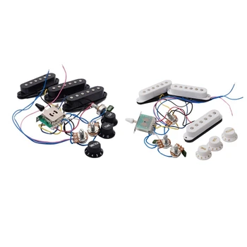 Calitate 2 buc Chitara Electrica Preluare Cabluri Precablat 5-Way Switch Sss Pickup Pentru St Chitara Electrica Black & White