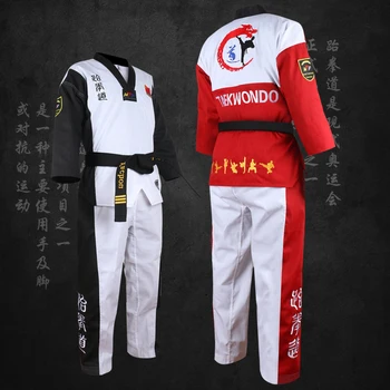 Calitate de Top de Culoare Taekwondo Uniforme pentru Copiii Adulți, Adolescenți Poomsae Dobok Roșu Albastru Negru Tae Kwon Do Haine WTF Aprobat