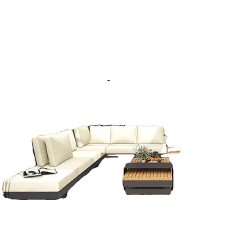Canapele de exterior din lemn de tec din aliaj de aluminiu de masă de ceai Hotel corner anticoroziv lemn, combinate mobilier de exterior