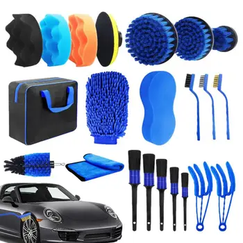 Car Cleaning Kit De 22 De Piese Auto Profesionale Car Cleaning Kit Spalatorie Auto Kituri Cu Perii De Sârmă & Detaliază Perii De Curățare Mașină