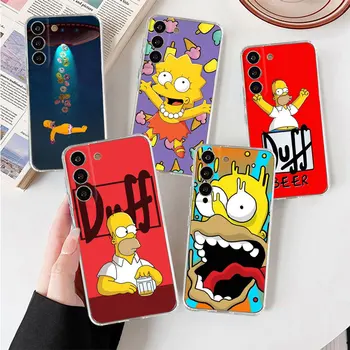 Caz Pentru Samsung Galaxy S20 FE S22 Ultra S21 Plus Nota 20 10 S10 Lite S9 S8 S10e Clar Telefon Moale Capacul de Desene animate The Simpsons Sac