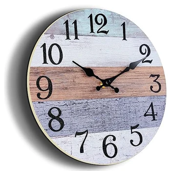 Ceas De Perete De 10 Inch Tăcut Non Bifarea Ceasuri De Perete Care Funcționează Cu Baterii,Rustic, Vintage-Ceas Pentru Baie Bucatarie Dormitor