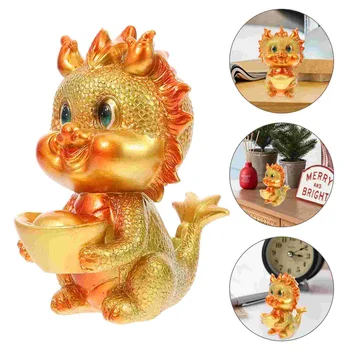 Chinese Dragon În Miniatură Rășină Figurine 2024 An Statuie Norocul De Avere Prosperitate Toppers Zână Grădină Masina Decor