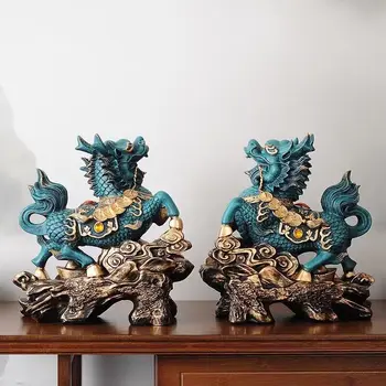 Chineză Kirin Norocos Statuie Dominator Origine Animală Camera De Zi De Decorare Rășină De Artă Modernă Sculptura Accesorii Cadou Statuie