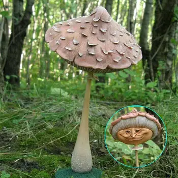 Ciuperci Statuie Ornamente de Gradina Amuzant Omului Față de Ciuperci Curte în aer liber, Decor Figurine Gazon S8Y2