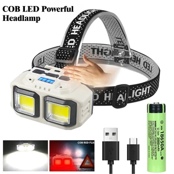 COB LED Far Puternic USB Reîncărcabilă Lanterna de Cap 18650 Baterie rezistent la apa Far în aer liber, Camping Pescuit Căutare Felinar
