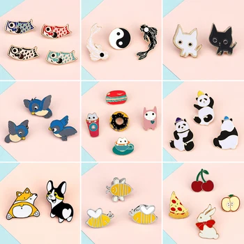 Colectia de animale Email Pinii 2~5Pcs/set Personalizat de Desene animate Pește-Câine Panda Albine Păsări Pisica Iepure Brosa Rever Insigna de Bijuterii pentru Prieten