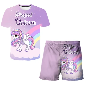 Copii unicorn Haine Fete Tricou Pantaloni Set de Desene animate 3D pentru Copii Pentru Fete unicorn Copil pentru Copii Tinutele Copil 3 4 5 6 7-14 ani