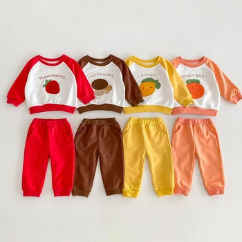 Copil Copii Copii Fete Baieti Maneca Lunga Drăguț de Fructe de Imprimare tricou + Pantaloni Seturi de Îmbrăcăminte Baieti Trening Haine