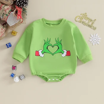 Copil Nou-Născut Băiat Fată Costum De Crăciun Tricou Supradimensionat Bubble Romper Pulover Haine