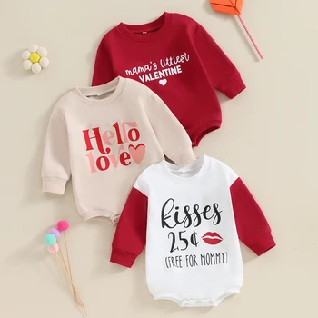 Copilul Baby Boy Fata de Ziua Îndrăgostiților Tricoul Romper Scrisoare de Imprimare cu Maneci Lungi Salopeta pentru Nou-născuți Haine Drăguț