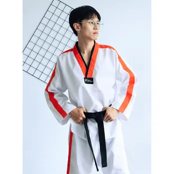 Coreea de Taekwondo Uniformă V-Neck Dobok Uniforme Albe Tae Kwon Do MMA Arte Martiale Karate Dungă Respirabil