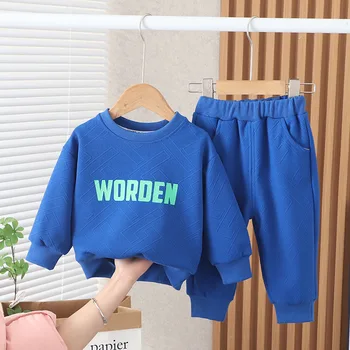 Coreea de Îmbrăcăminte pentru Copii Baby Boy Haine de la 12 la 18 Luni Scrisoarea Imprimate Pulover Maneca Lunga Pulover și Pantaloni Baieti Tinuta Set