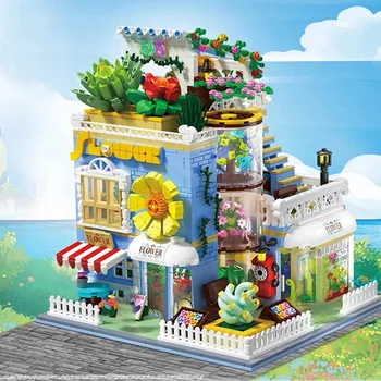 Creative Mini Miez Magazin de Flori Street View Blocuri de Flori de Constructii Casa Decor de puzzle Jucării pentru Copii Fata Cadou