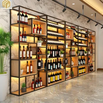 Creative multi-strat podea cabinet vin pentru restaurant, wine rack de afișare pentru vinificatie, iluminate vin roșu de stocare și