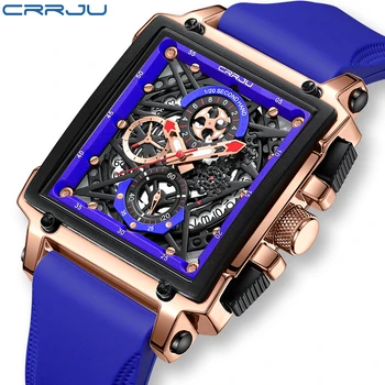 CRRJU Sport de Lux Cuarț Ceasuri de mana pentru Barbati Colorat Multi-Funcțional Pătrat Tip Ceas cu Auto Data