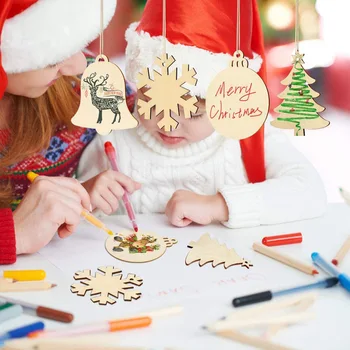 Crăciun din Lemn Felii de Chips-uri în Formă de Ornamente de Agățat Decoratiuni Artizanat din Lemn DIY Accesorii Pandantive Mici