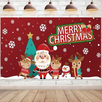 Crăciun fericit Fundalul Banner-ul de Desene animate Mos Craciun Elan de Fundal Fotografie pentru Copii Vacanta de Iarna Consumabile Partid Decor