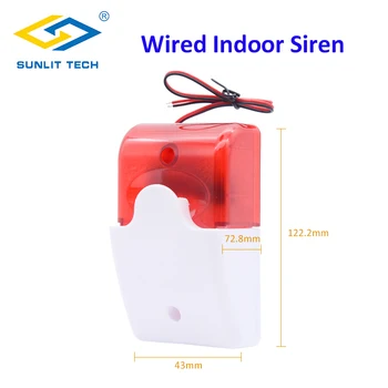 Cu fir 12V Interior Alarma Sirena Sirena Sirene Alarme 110dB Sunet cu Red Light Flash Prompt de Alertă pentru Protecție de Securitate Acasă