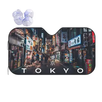 Cultura japoneză Tokyo viata de Noapte Creative Parasolar Parbriz 70x130cm Urbanism Folie de Aluminiu Parasolar Reflector de Căldură