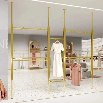 CustomHigh de Calitate Personalizate de Stil Nou din oțel inoxidabil, metal de aur haine rack de afișare pentru magazin de îmbrăcăminte pentru femei