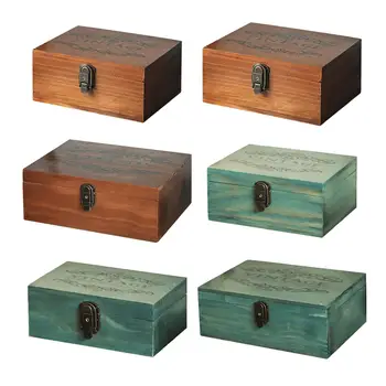 Cutie de Depozitare din lemn Stil Retro Decorative, Cutii de Cadou din Lemn Cutie de Colectare Blocabil Memorie Organizator Trinket Box pentru Coliere